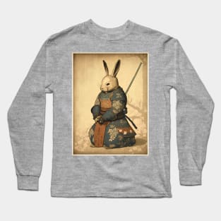 Art Nouveau Japanese Samurai Knight White Rabbit Long Sleeve T-Shirt